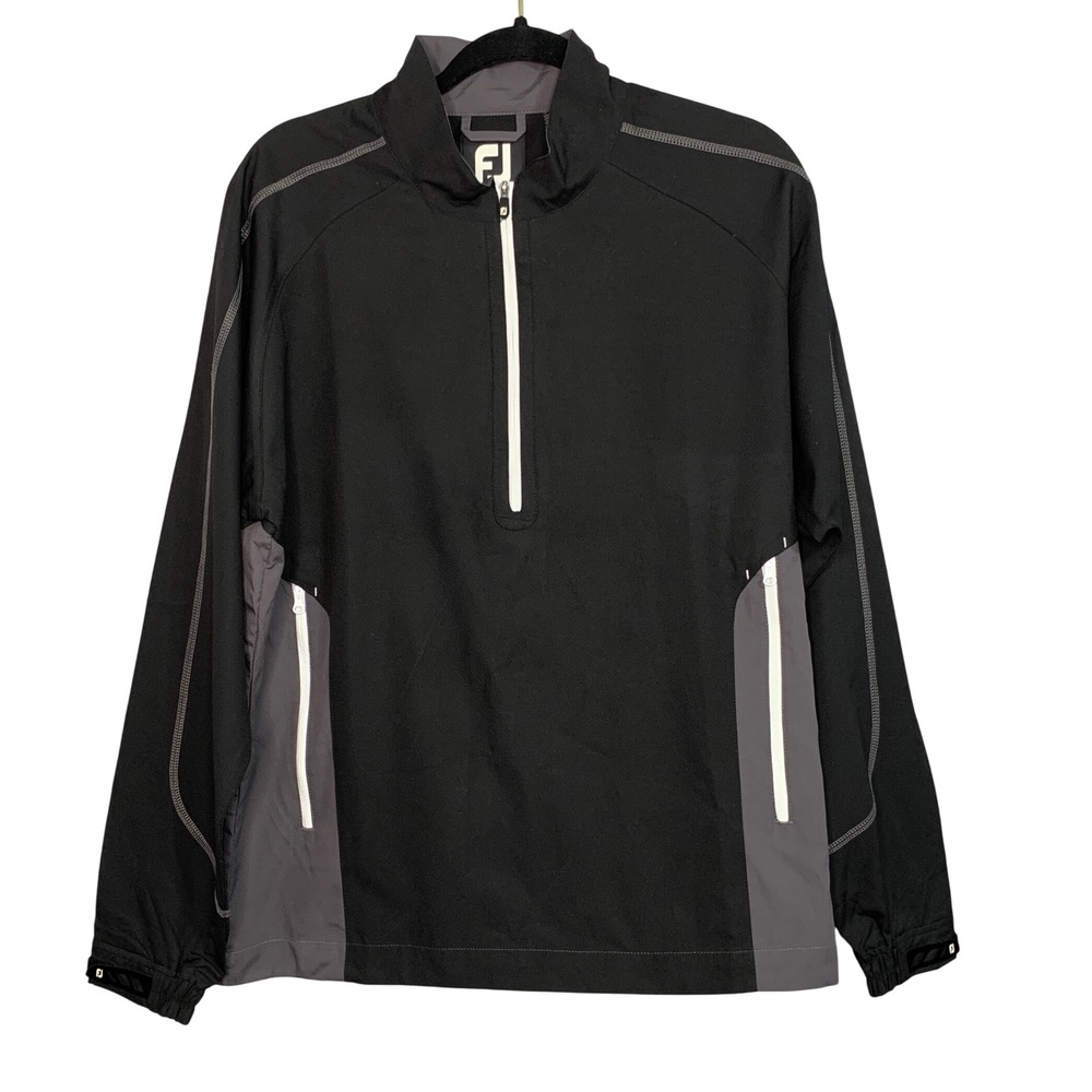 FootJoy FJ Men Black Golf Windbreaker 1/4 Zip Pullover Jacket Size S Lightweight